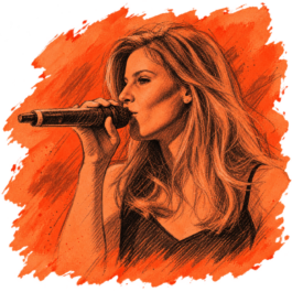Illustration von Saskia, Sängerin bei Benjoe and the Miracles mit Mikrofon 
